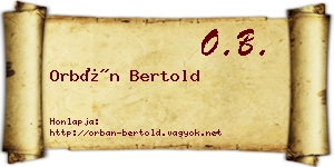 Orbán Bertold névjegykártya