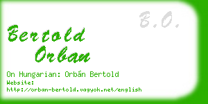 bertold orban business card